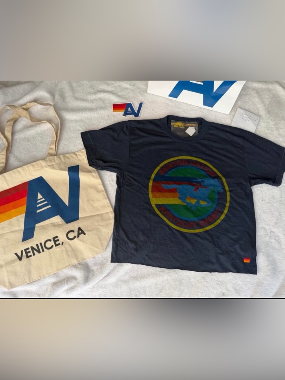 - NWT Aviator Nation RARE Kentucky Derby T-Shirt Medium and Tote Bag
